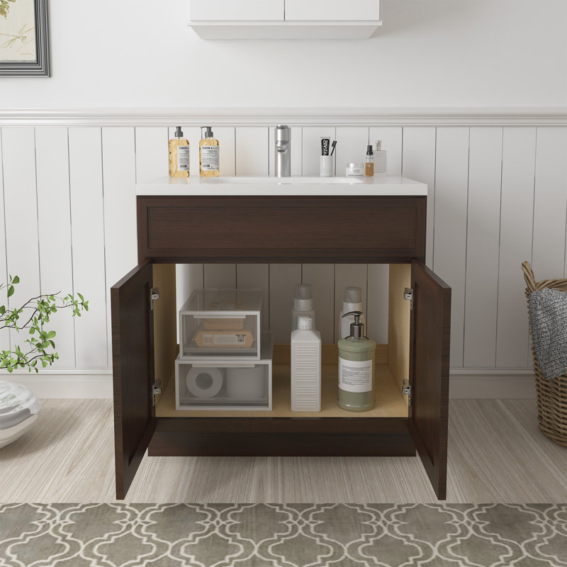 33'' Single Bathroom Vanity Base Only, Brown