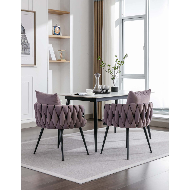 Chaise de salle à manger capitonnée, Mauve