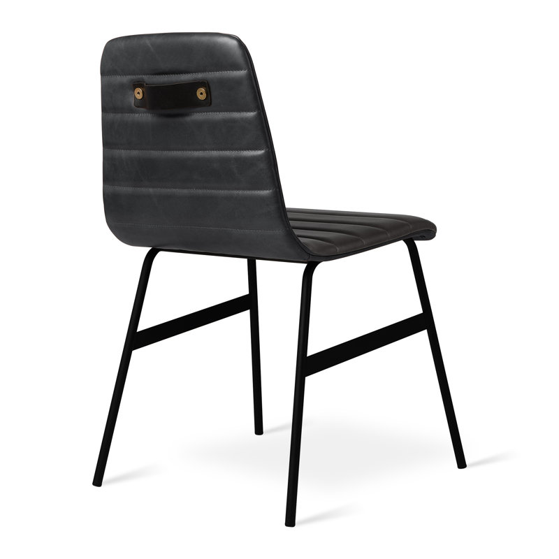 Lecture Series Dining Upholstered Chair, Saddle Black Genuine Leather