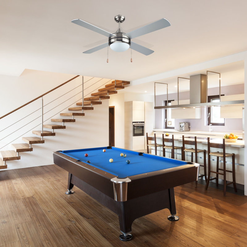 52-Inch Silver Brushed Nickel Ceiling Fan with Frosted Glass Light Kit