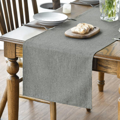 Light Grey Table Runner 40x140 cm | Seasonal Fall Winter Machine Washable Kitchen Dining Table Decoration for Home Party Decor