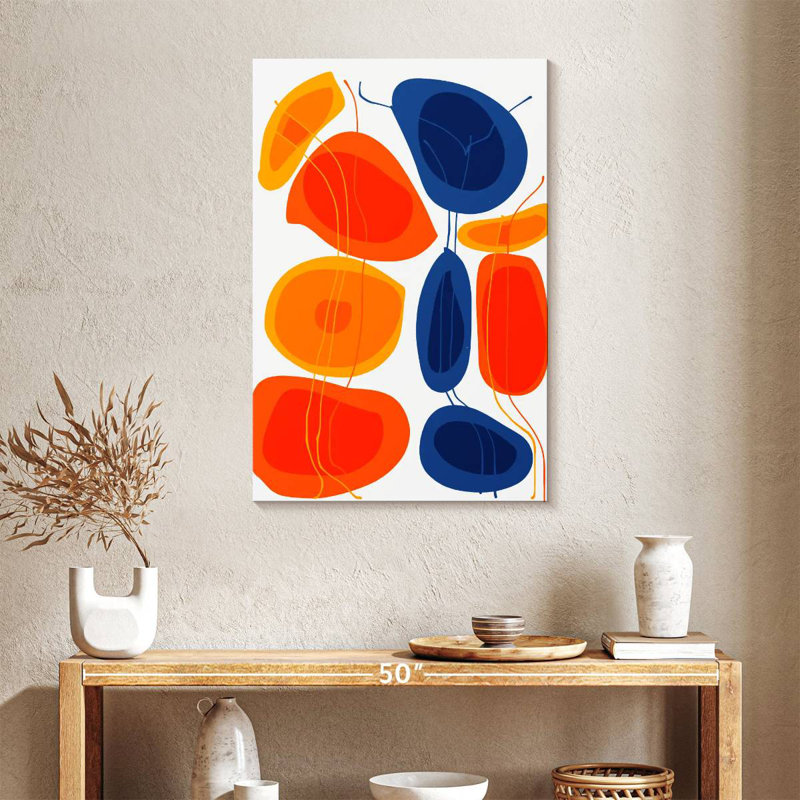 Avery Orange Blue Shapes Abstract, 36" H x 24" W
