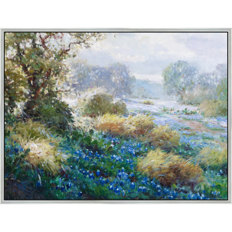 Bluebonnet Morning Drift Print, Silver, 32" H x 42" W