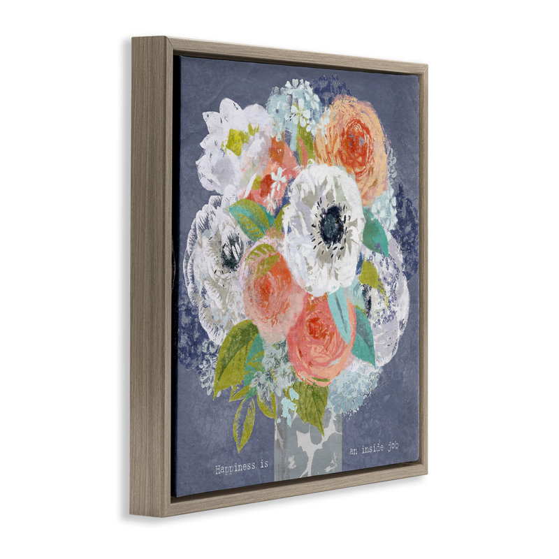 Cadre flottant Happiness Is An Inside, design par Suzanne Nicoll, H 25 po x l 25 po, Montalcino orme flottant encadré