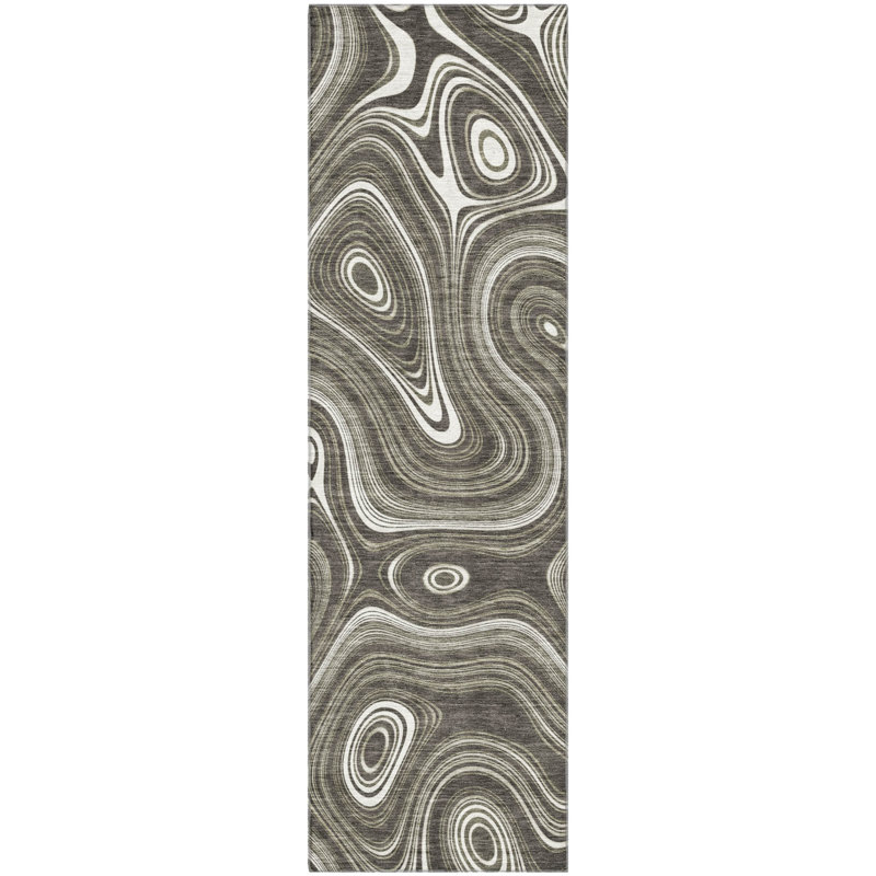Premium Machine Washable Mayfield AMF2097 Geometric Rug, 2'3" x 7'6" Runner, Beige