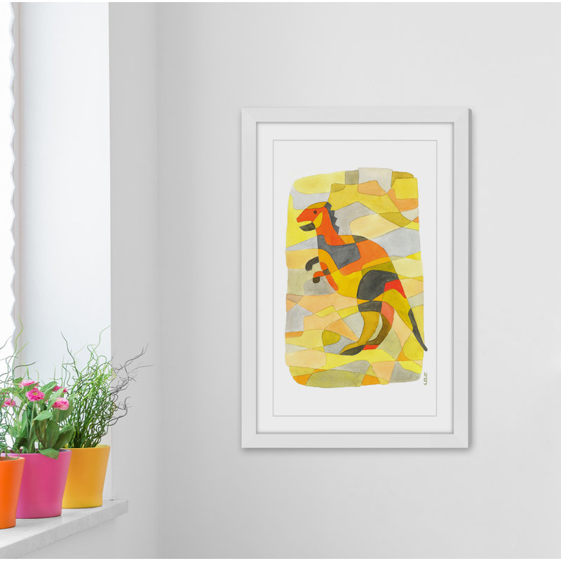 «Dinosaur 1», reproduction d'art, H 24 po x l 16 po, Cadre blanc