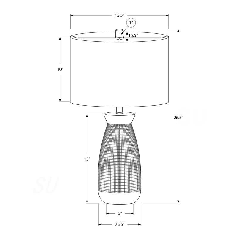 Lighting, H 27 po, lampe de table, céramique grise, abat-jour gris, contemporain