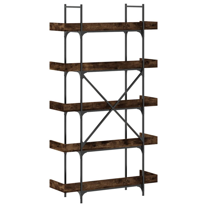Yasiel Bookcase, Smoked Oak, (5 Shelves) 71.10" H x 39.40” W x 13”D