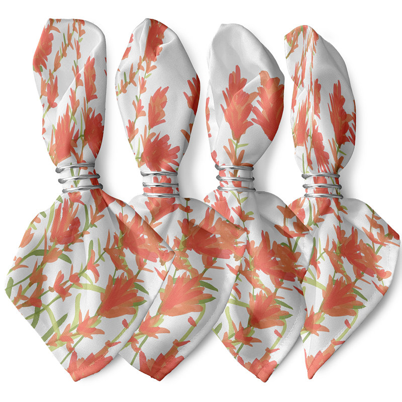 Chace Polyester Floral Square Napkin, Coral