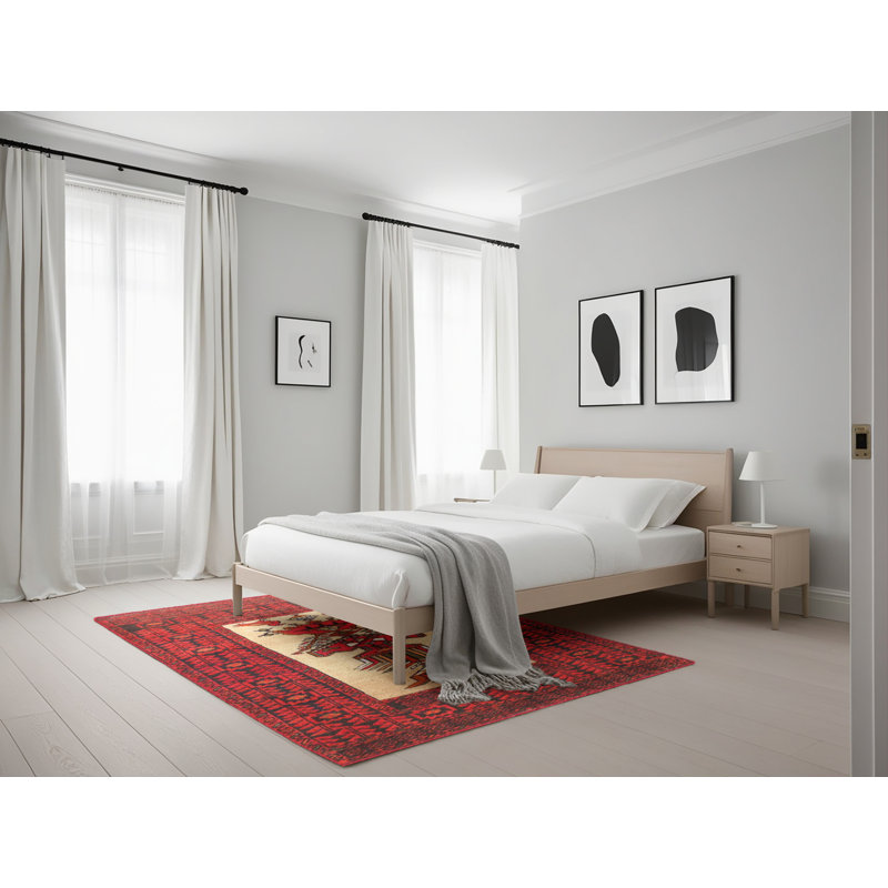 Tapis traditionnel rouge / beige Kunigunde, Rectangle 5 pi x 7 pi