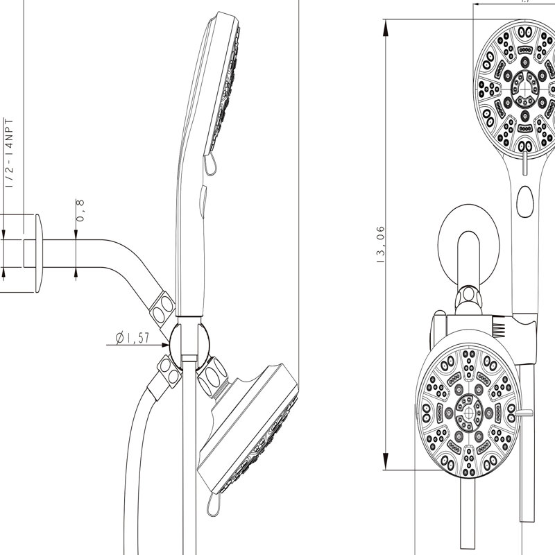 Multi Function Shower , 4.7" Rain Showerhead & 8 Hand Shower, Brushed Nickel Look Handheld Dual System, Brushed Nickel