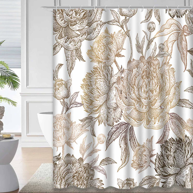 Rideau de douche avec 12 crochets FoilFloral, L 72 po x l 78 po