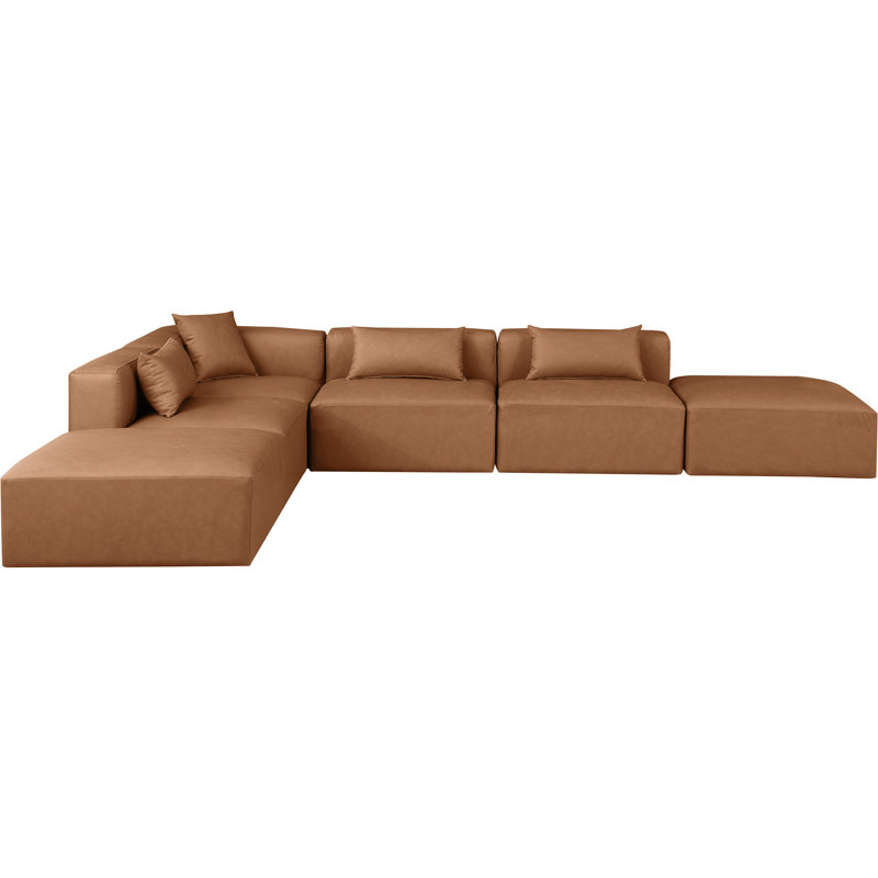 Canapé modulaire en similicuir 6 pièces Houswerth, Cuir brun végétalien