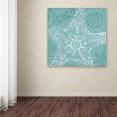 'Aqua Treasure I' by Daphne Brissonnet Graphic Art on Wrapped Canvas