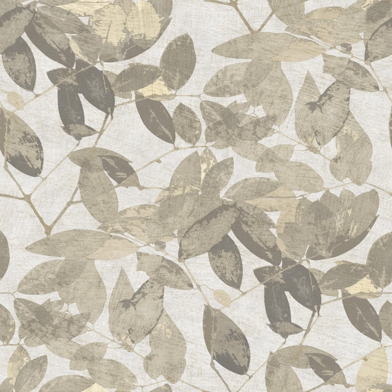 Rouleau de papier peint botanique feuilles de hêtre Naxhi 33 pi x 21 po, Taupe chaleureux