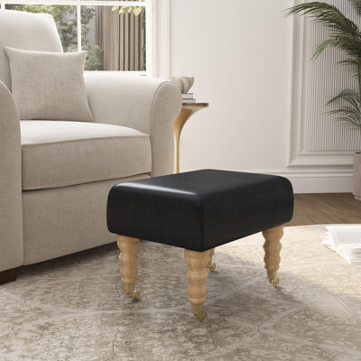 Acierno Natural Wood Caster Leg - Faux Leather