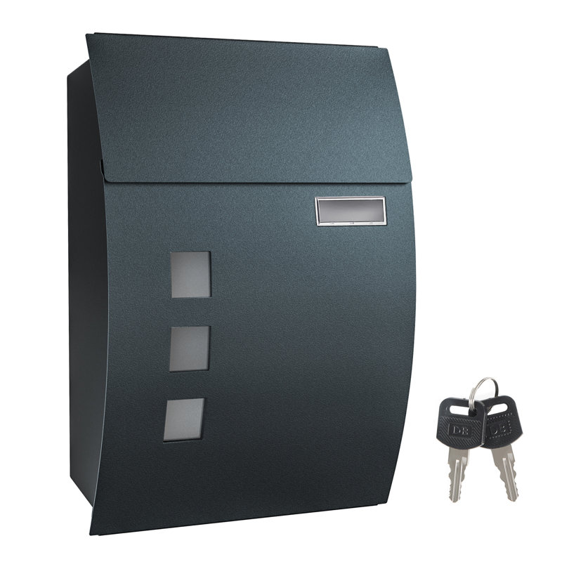 Loredana Locking Post Mounted Letter Box, Charcoal Grey