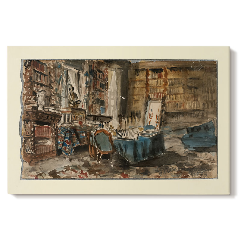 Intérieur d'une bibliothèque / Studio-Georges-Antoine Rochegrosse-Toile tendue avec châssis-1894, 32 x 48