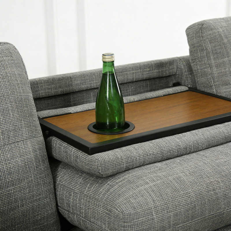 Ensemble de canapé en forme de L 3 pièces avec table rabattable et repose-pieds de rangement, disponible en tissu ou similicuir