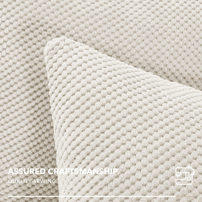 Raeyana Cream Square Throw Cushion Cover, 45cm H x 45cm W