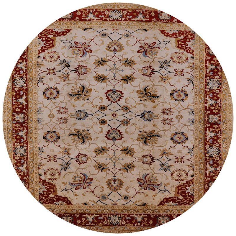 Tapis oriental rouge / crème Keghart, Rond 6 pi