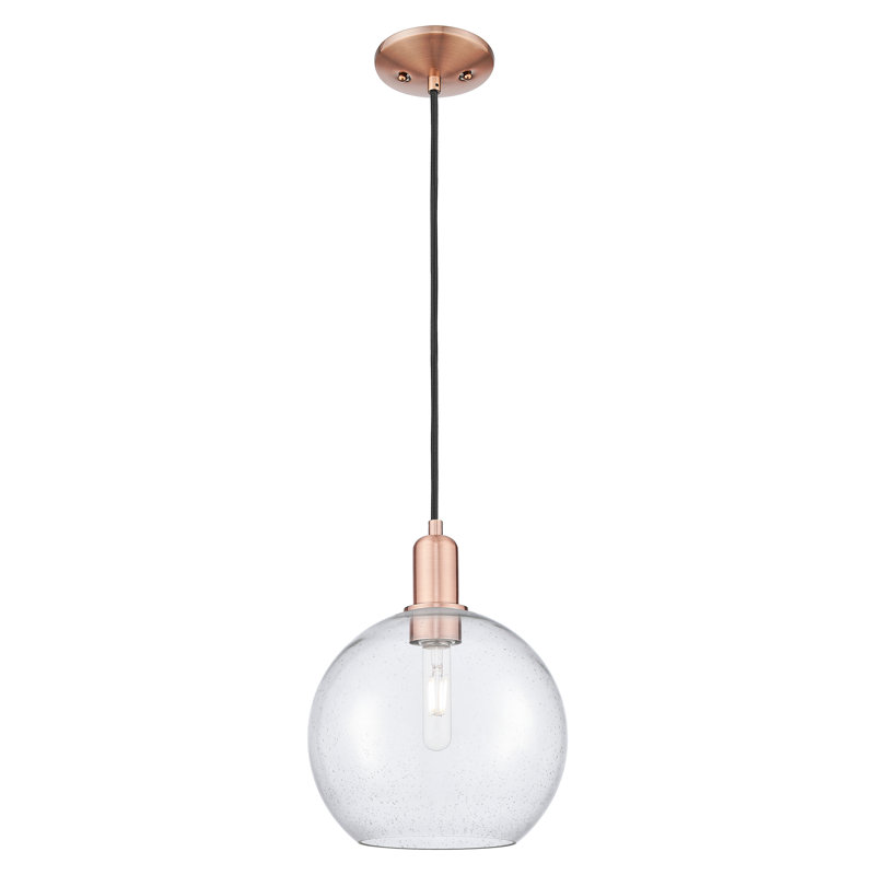 Mini-luminaire suspendu 1 lumière Arcadia - Athens, H 9 po x l 10 po x P 10 po, Grainé, Cuivre antique