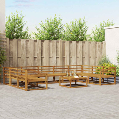  Outdoor Sofa Set 10 Pcs Natural Solid Acacia Wood
