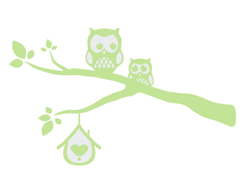 Décalcomanie murale owls sur une branche, H 24 po x l 40 po x P 0,01 po, Beige