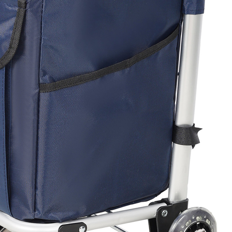 Foldable Shopping Cart with Stair Climbing Triangular Wheels and Removable Waterproof Bag, Blue