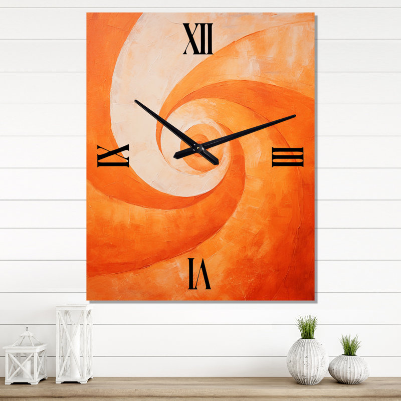 Horloge murale Tangerine Twist Spriral I - Spirales abstraites, Grand