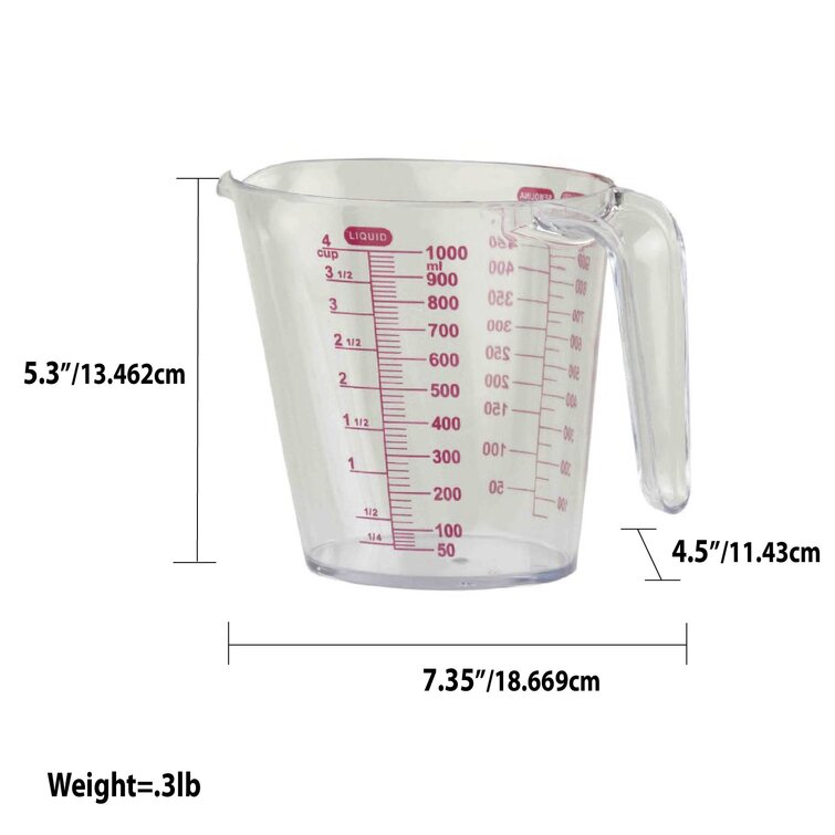 24 pieces Home Basics Precise Pour 3 Piece Plastic Measuring Cup Set With  Short Easy Grip Handles, Clear - Measuring Cups and Spoons - at 