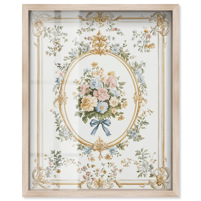 Art floral encadré Finesse I Shadowbox, H 25 po x l 21 po, Crème, crème