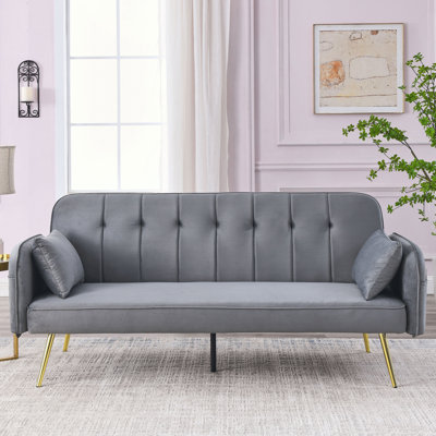 Accoudoir rond en velours 72,5 po Sritha