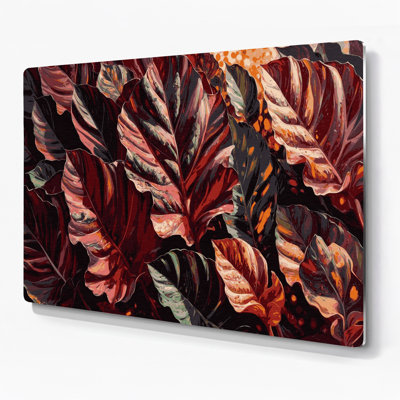 Botanical Croton Brown Metal Wall Art