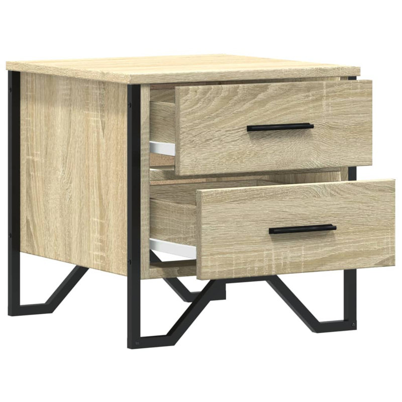 Aimilios 40cm W Metal Bedside Table, Sonoma Oak