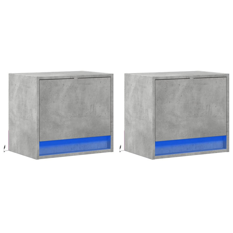 Daeshia 45cm W Manufactured Wood Bedside Table, Concrete Grey