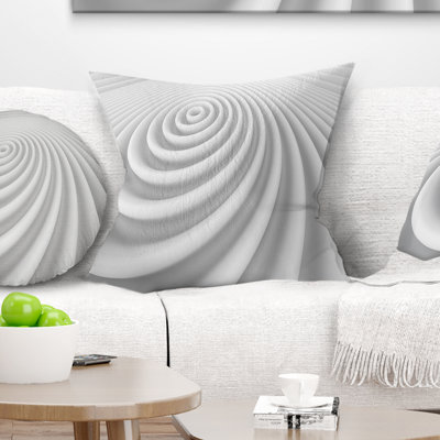 Fractal arrondi blanc vagues 3D - coussin abstrait imprimé
