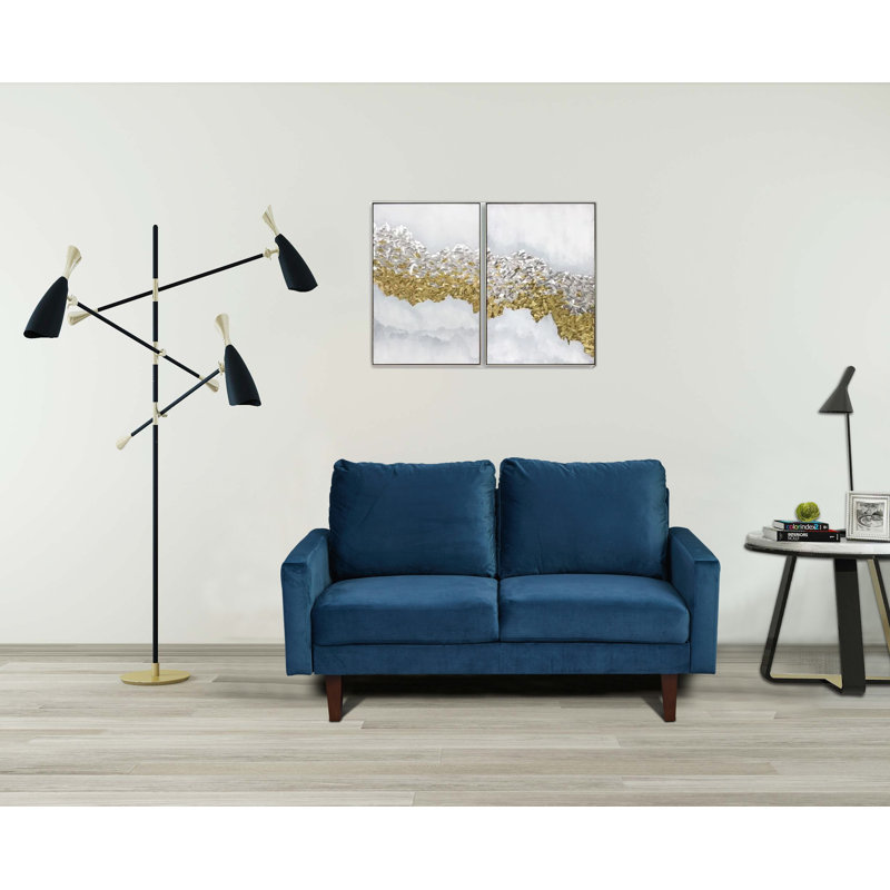 Jekori 59'' Velvet Loveseat, Space Blue Velvet