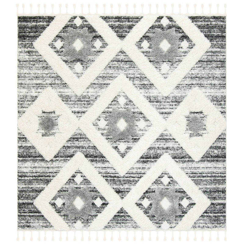 ImraanMoroccan Tassel Shag Performance Geometric Rug, Square 6'7"
