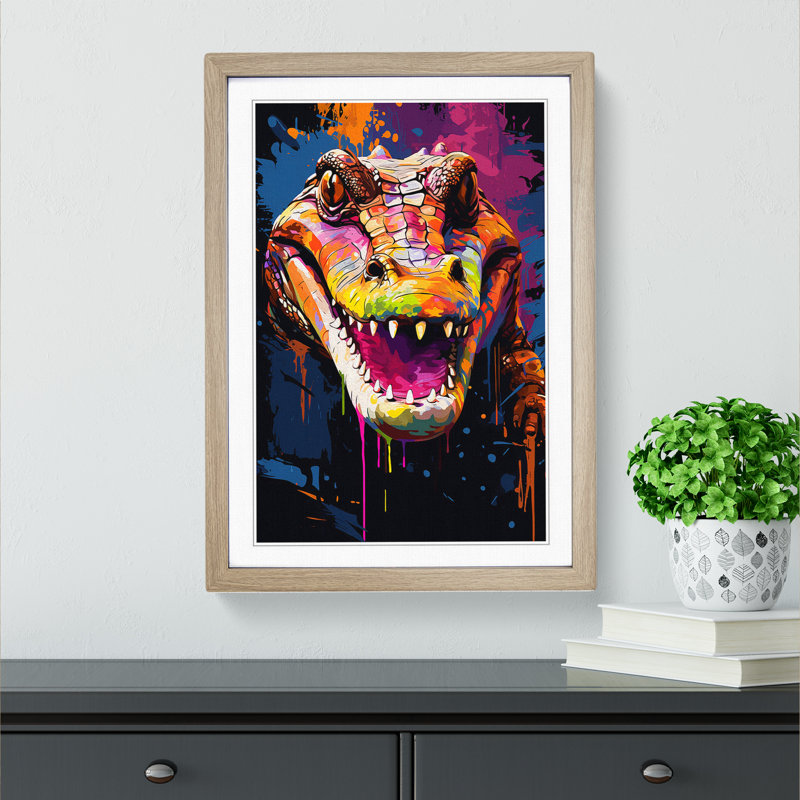 Alligator Pop - Framed Print, Oak Framed, 46cm H x 34cm W x 2cm D
