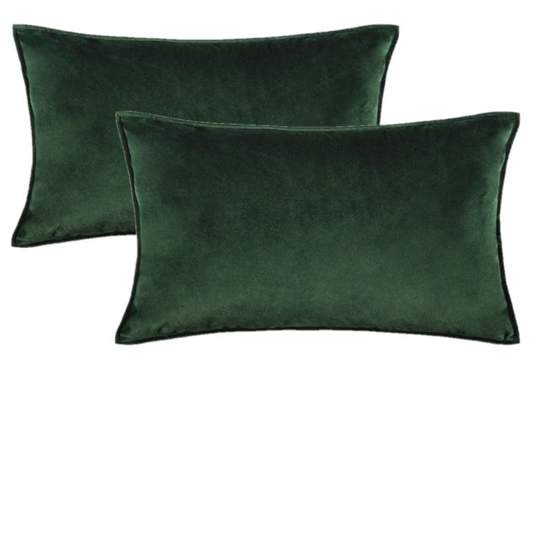 Velvet Reversible Throw Pillow, Dark Green, Cotton