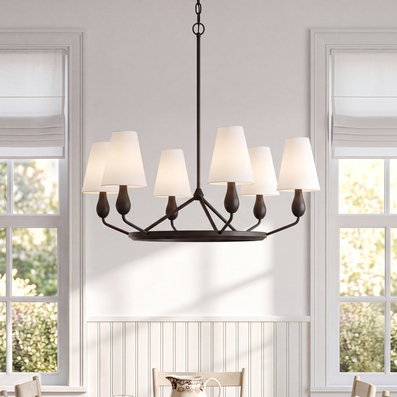 Elleny Mila 6 - Light Wagon Wheel Chandelier, Aged Iron