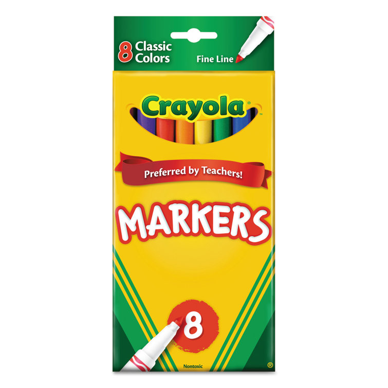 Crayola Non-Washable Markers, Fine Point, Classic Colors, 8/Set