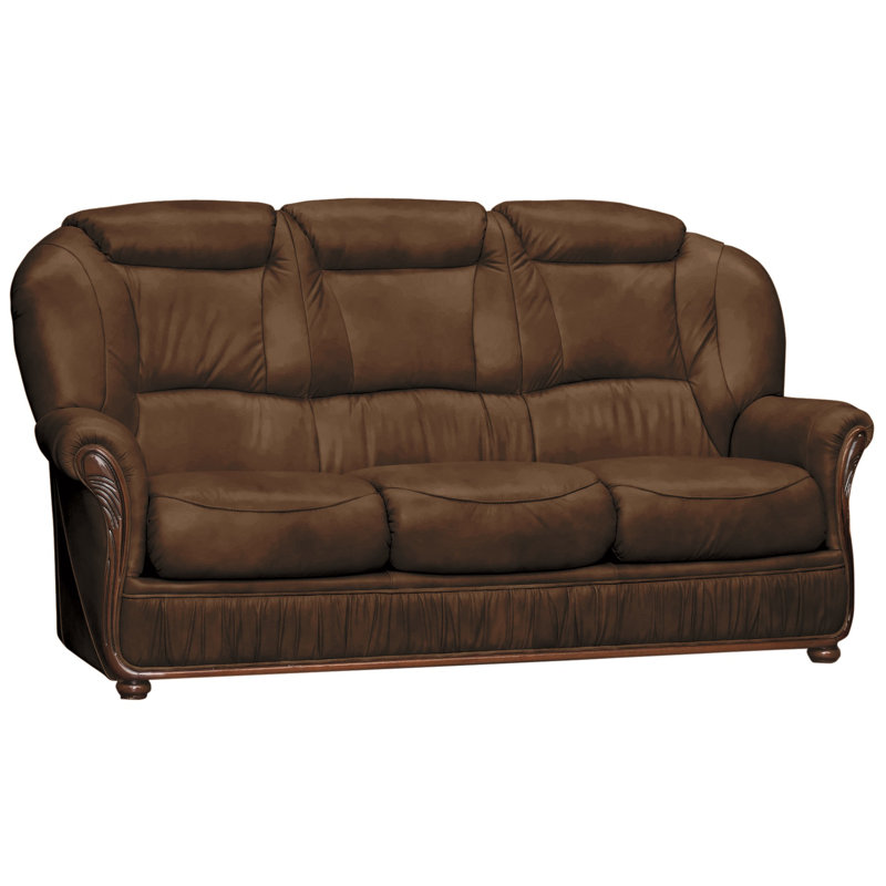 Kirwin 3 Seater Faux Leather Sofa, Nut