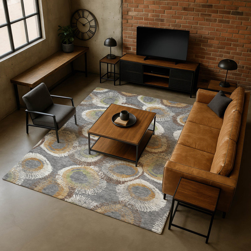 Premium Machine Washable Mayfield AMF2278 Geometric Rug, Gray, 3' x 5'
