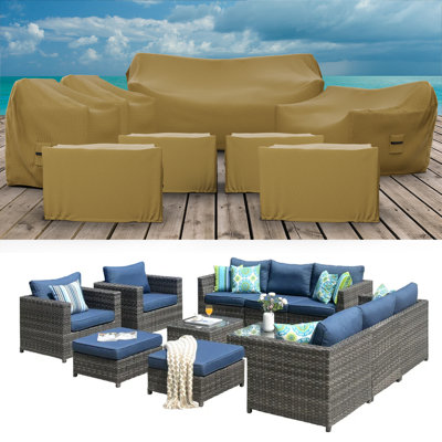 Kettner Patio Furniture Cover for 8Pieces Patio Conversation Set, Water UV & Weather resistant Cover for 8-Person Seating Group by Freeport Park