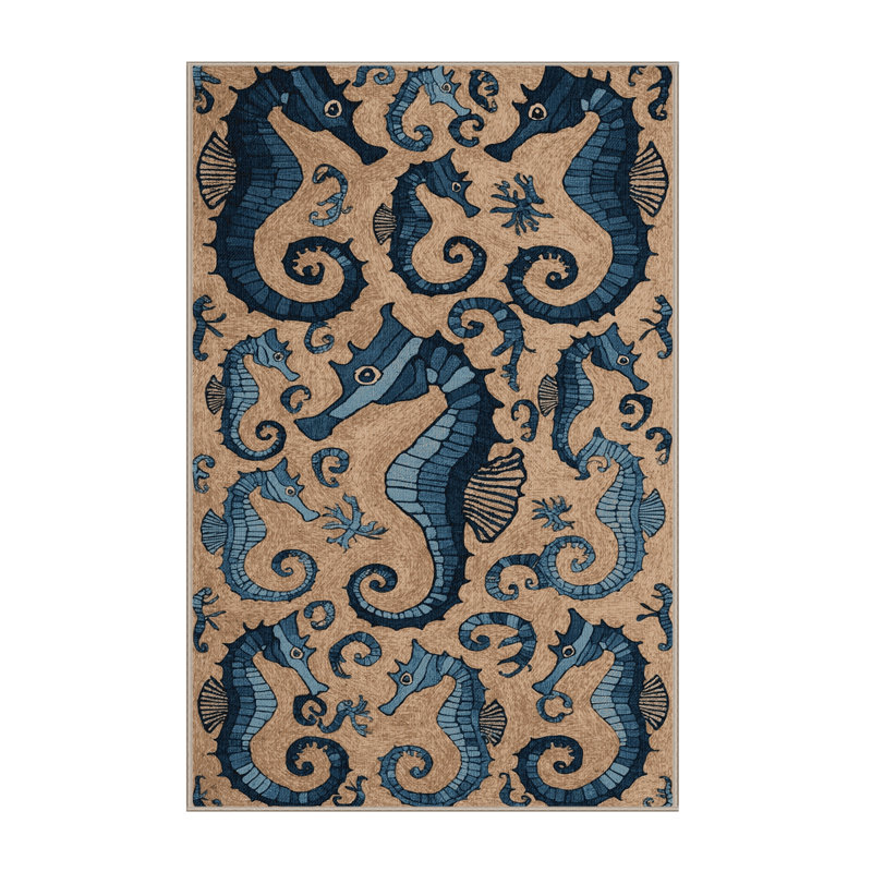  Tapis bord de mer lavable Seahorse, Rectangulaire 8 pi x 10 pi