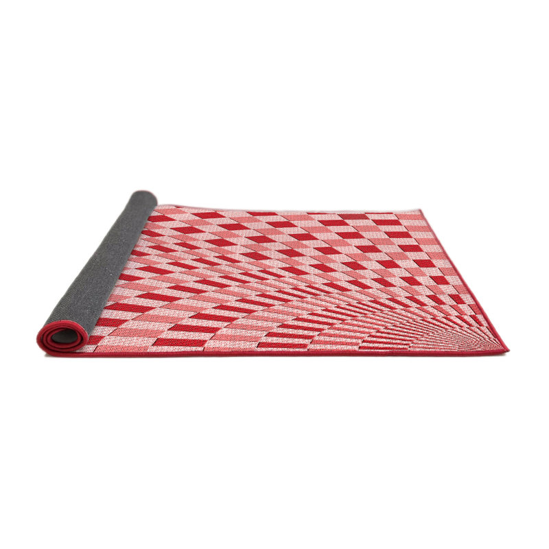 Tapis géométrique rose / rouge, Rond 7 pi