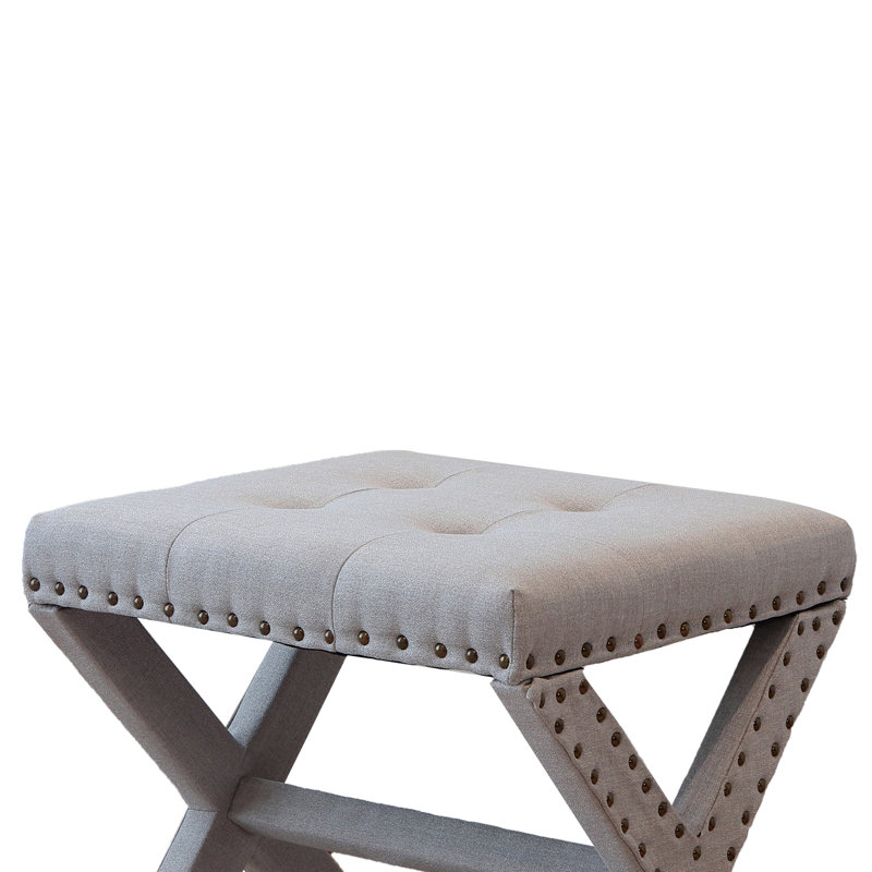Solid + Manufactured Wood Accent Stool, Light Gray