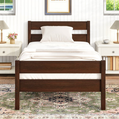 Twin Bed With Headboard And Footboard, Wood Bed by Ebern Designs